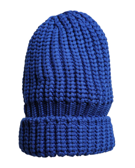 Dolce & Gabbana Blue Wool Knitted Winter Beanie Hat