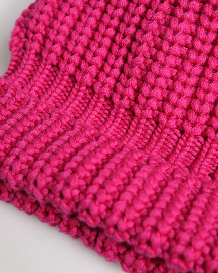 Dolce & Gabbana Pink Solid Wool Knitted Winter Beanie Hat