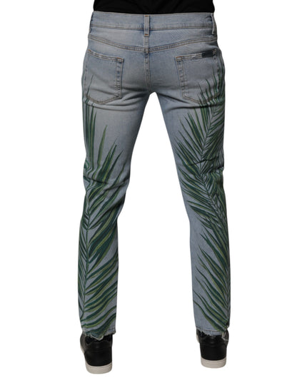 Dolce & Gabbana Light Blue Leaf Cotton Classic Men Denim Jeans