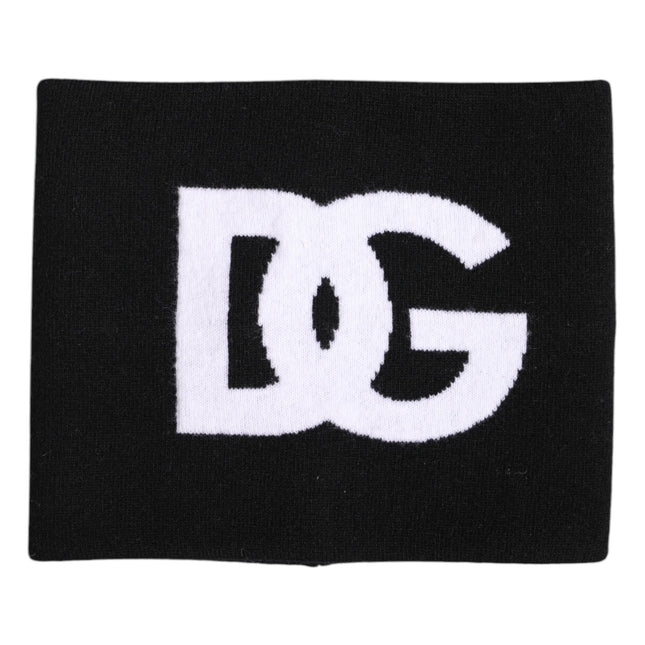 Dolce & Gabbana Black White Logo Print Knitted Neck Warmer Scarf