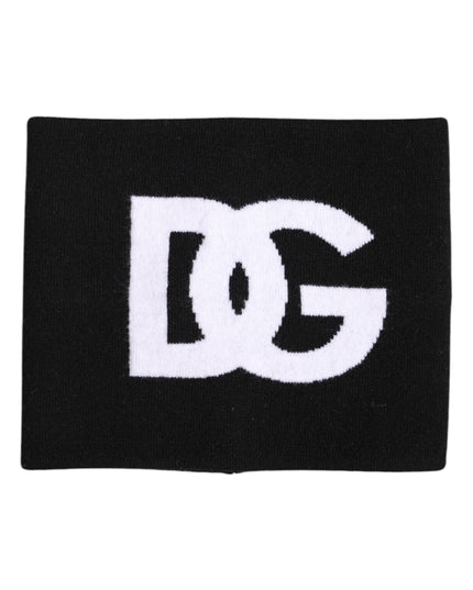 Dolce & Gabbana Black White Logo Print Knitted Neck Warmer Scarf