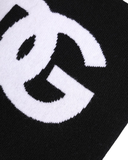 Dolce & Gabbana Black White Logo Print Knitted Neck Warmer Scarf