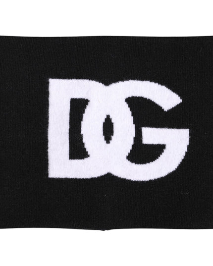 Dolce & Gabbana Black White Logo Print Knitted Neck Warmer Scarf