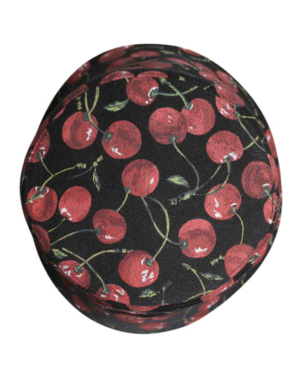 Dolce & Gabbana Black Cotton Printed Wide Brim Bucket Hat