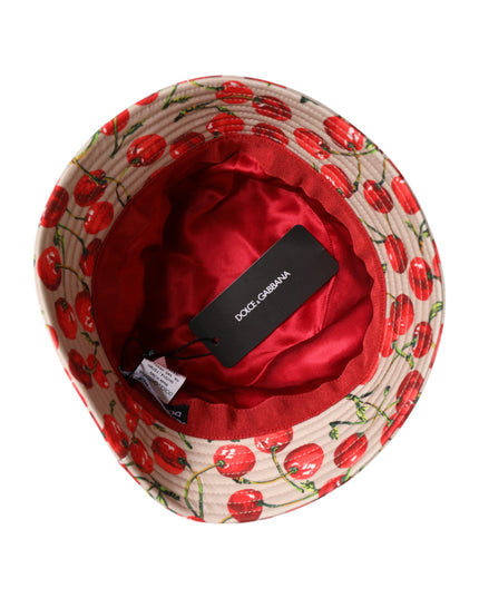 Dolce & Gabbana Beige Cotton Printed Wide Brim Bucket Hat