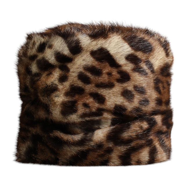 Dolce & Gabbana Brown Leopard Faux Fur Women Bucket Hat