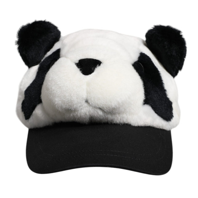 Dolce & Gabbana Black White Panda Fur Women Baseball Cap