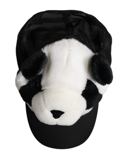 Dolce & Gabbana Black White Panda Fur Women Baseball Cap