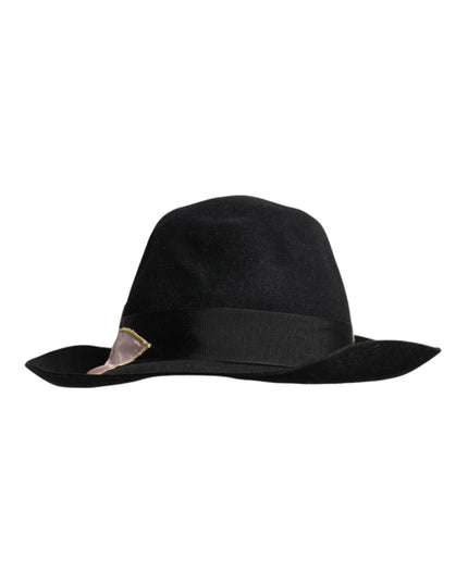 Dolce & Gabbana Black Logo Embroidered Women Wide Brim Hat