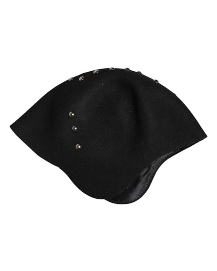Dolce & Gabbana Black Wool Multicolor Embellished Cloche Hat