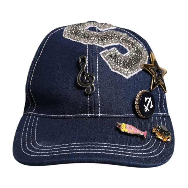 Dolce & Gabbana Blue Crystal Embellishment Baseball Cap