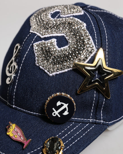 Dolce & Gabbana Blue Crystal Embellishment Baseball Cap