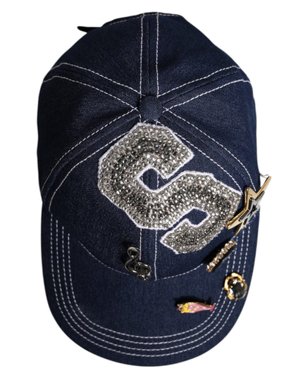 Dolce & Gabbana Blue Crystal Embellishment Baseball Cap
