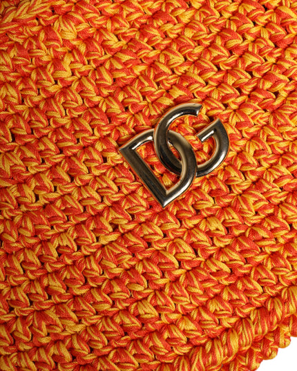 Dolce & Gabbana Orange Cotton Crochet DG Logo Bucket  Hat