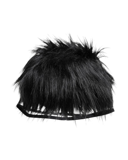 Dolce & Gabbana Black Faux Fur Bucket Hat