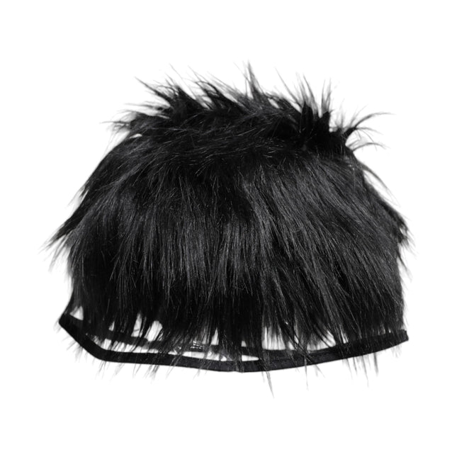 Dolce & Gabbana Black Faux Fur Bucket Hat
