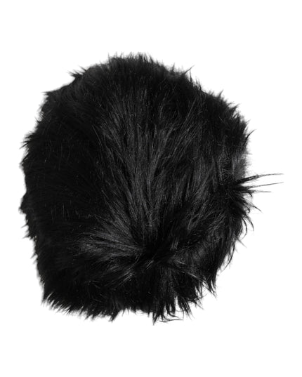 Dolce & Gabbana Black Faux Fur Bucket Hat