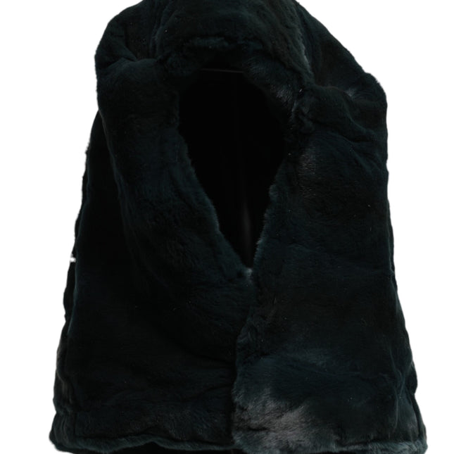 Dolce & Gabbana Black Weasel Fur Womens Beanie Hat