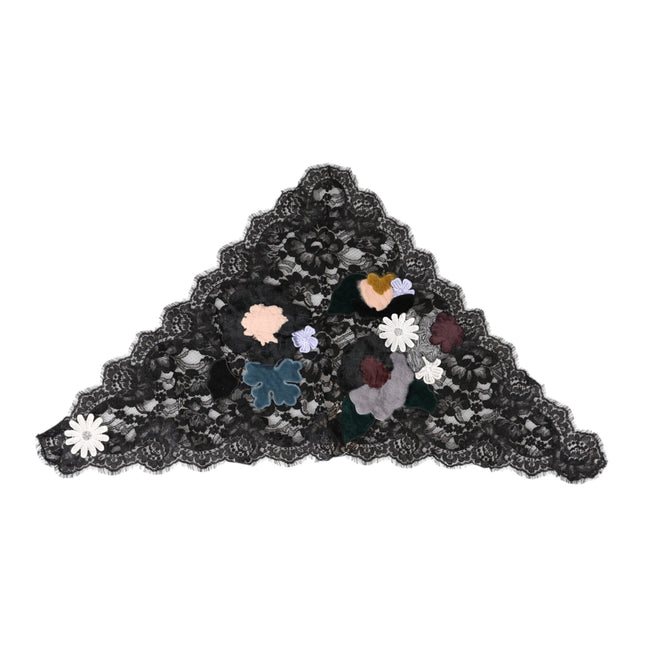 Dolce & Gabbana Black Lace Floral Applique Cotton Veil Hat