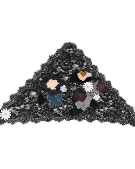 Dolce & Gabbana Black Lace Floral Applique Cotton Veil Hat