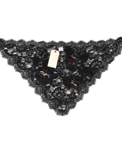 Dolce & Gabbana Black Lace Floral Applique Cotton Veil Hat