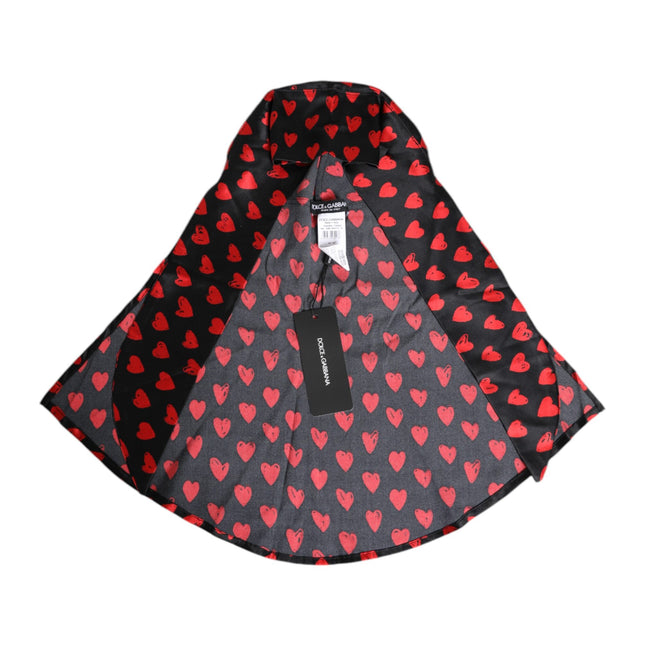 Dolce & Gabbana Black Red Hearts Polyester Hat