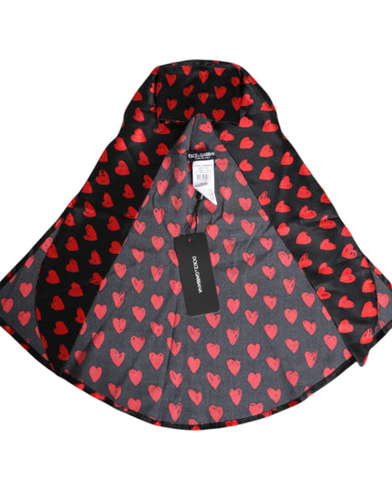 Dolce & Gabbana Black Red Hearts Polyester Hat