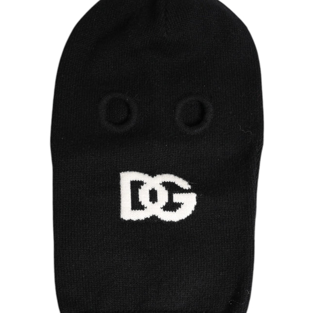 Dolce & Gabbana Black Cashmere Knitted Ski Mask Balaclava Hat