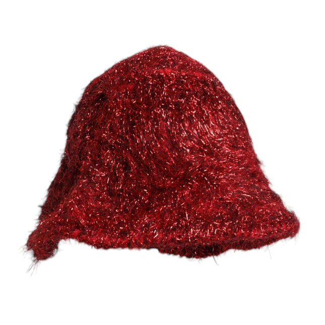 Dolce & Gabbana Red Viscose Tinsel Wide Brim Bucket Hat
