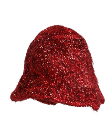 Dolce & Gabbana Red Viscose Tinsel Wide Brim Bucket Hat