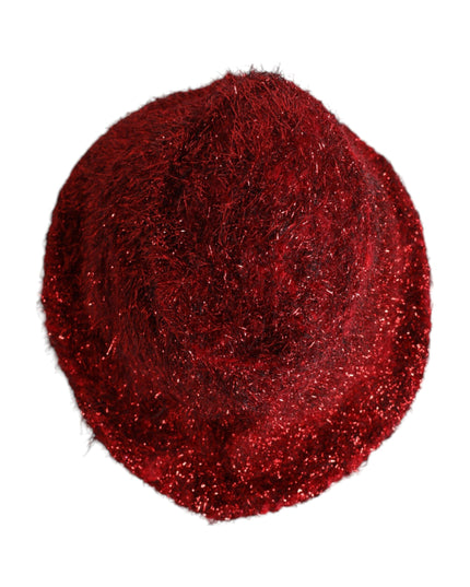 Dolce & Gabbana Red Viscose Tinsel Wide Brim Bucket Hat