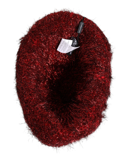 Dolce & Gabbana Red Viscose Tinsel Wide Brim Bucket Hat
