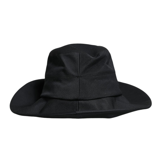 Dolce & Gabbana Black Cotton Wide Brim Fedora Hat