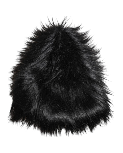 Dolce & Gabbana Black Acrylic Fur Womens Bucket Hat
