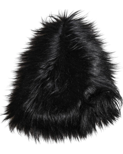 Dolce & Gabbana Black Acrylic Fur Womens Bucket Hat