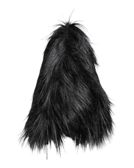 Dolce & Gabbana Black Acrylic Fur Womens Bucket Hat