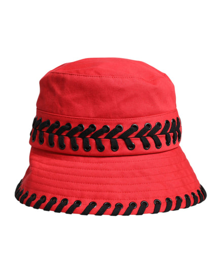 Dolce & Gabbana Red Lace Polyester Wide Brim Bucket Hat
