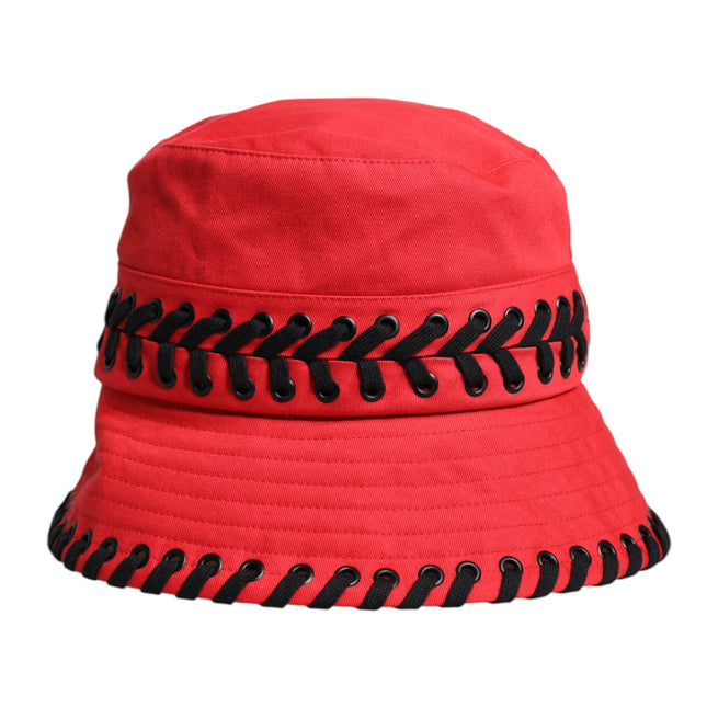 Dolce & Gabbana Red Lace Polyester Wide Brim Bucket Hat