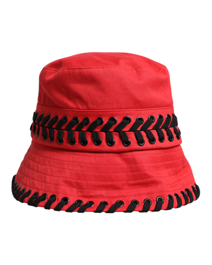 Dolce & Gabbana Red Lace Polyester Wide Brim Bucket Hat