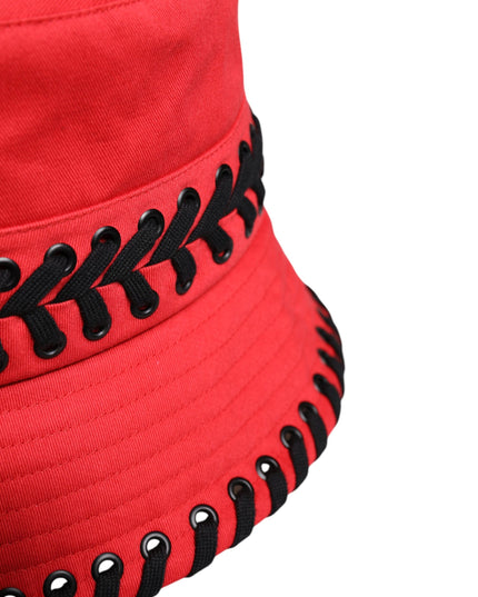 Dolce & Gabbana Red Lace Polyester Wide Brim Bucket Hat