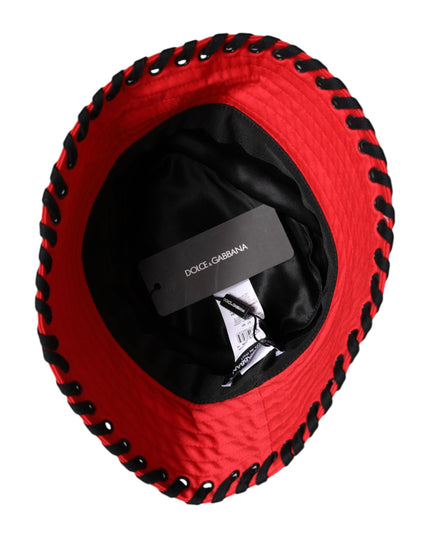 Dolce & Gabbana Red Lace Polyester Wide Brim Bucket Hat