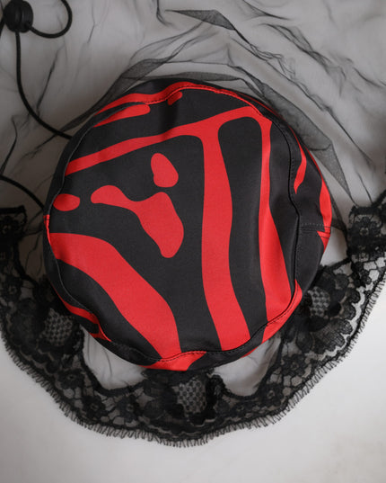 Dolce & Gabbana Black Red Stripes Lace Tulle Bucket Hat