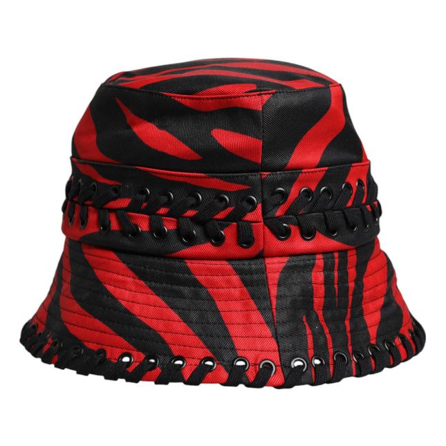 Dolce & Gabbana Black Red Stripe Polyester Wide Brim Bucket Hat