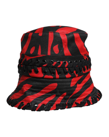 Dolce & Gabbana Black Red Stripe Polyester Wide Brim Bucket Hat