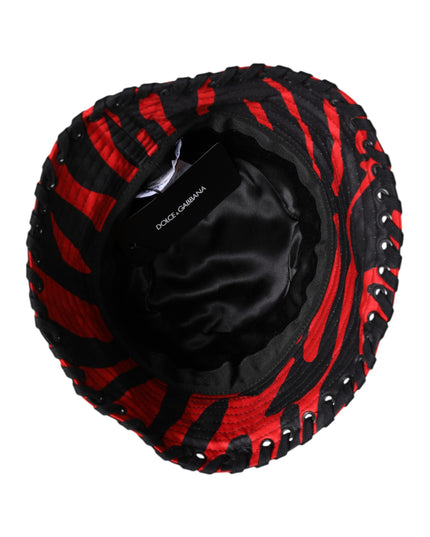 Dolce & Gabbana Black Red Stripe Polyester Wide Brim Bucket Hat