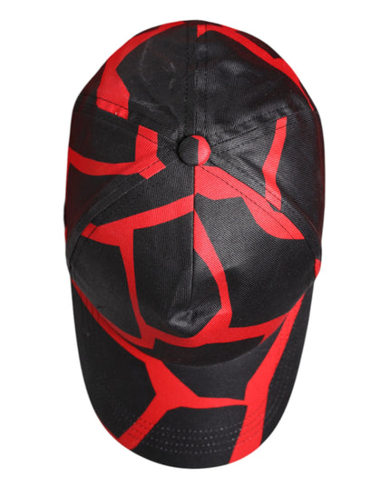 Dolce & Gabbana Red Black Lace Tulle Cotton Baseball Cap
