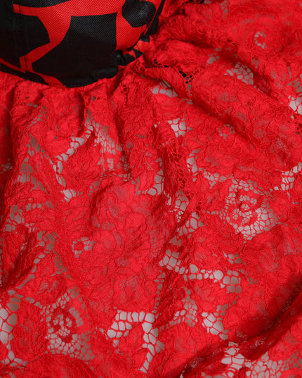 Dolce & Gabbana Red Black Lace Tulle Cotton Baseball Cap