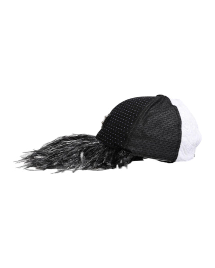 Dolce & Gabbana White Black Polka Dot Feathers Baseball Cap