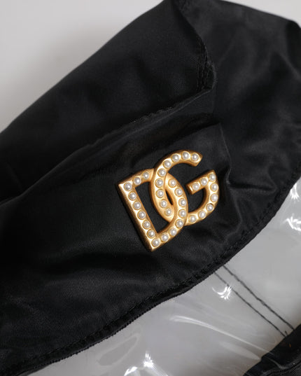 Dolce & Gabbana Black Nylon PVC DG Logo Bucket Hat