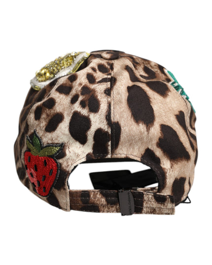 Dolce & Gabbana Brown Leopard Sequin Sicily Baseball Cap